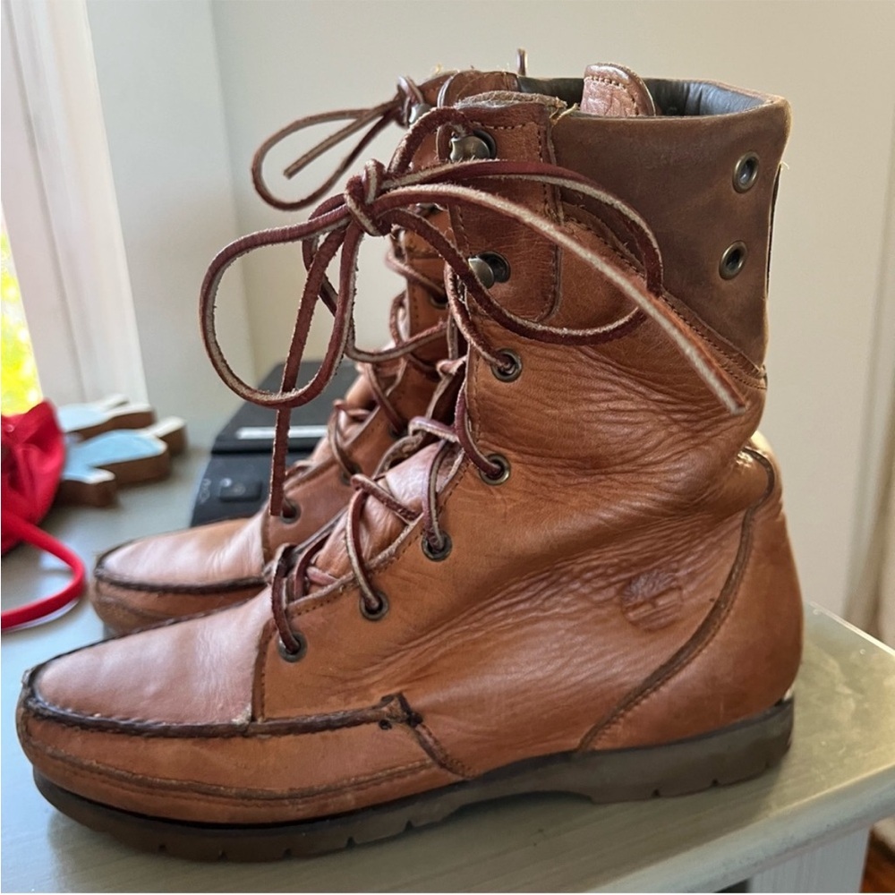 Vintage Timberland Lace up Leather Boots Sz 7